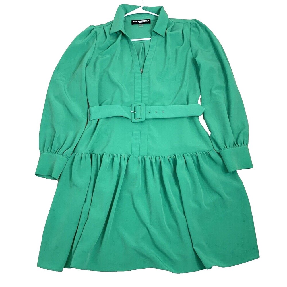 Karl Lagerfeld Paris Dress Belted Front Zip Above Knee Career Office New w/o Tag